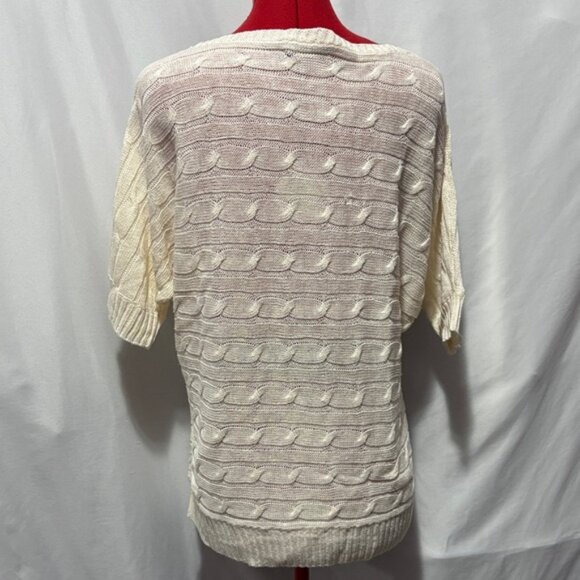 Ralph Lauren Black Label 100% Linen Cream Cable Knit Sweater MM184 - Picture 3 of 6